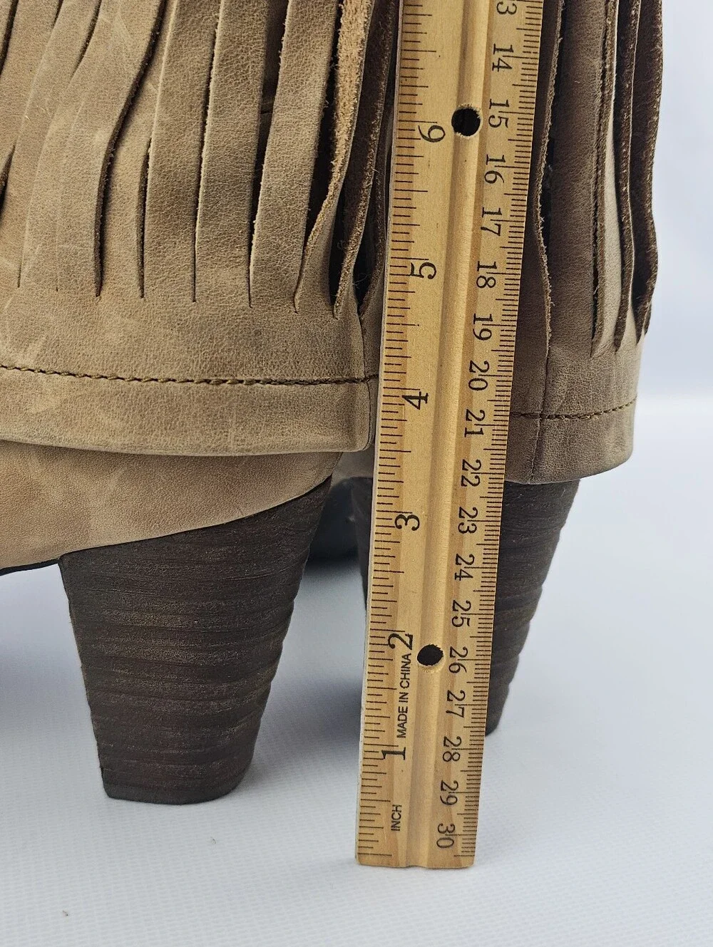 Børn Banbury Fringe Moc Heeled Boots Tan Women's Size 10